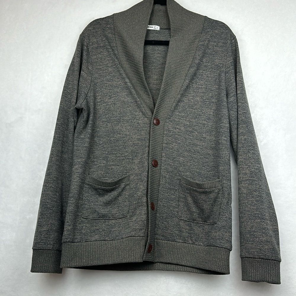 Cardigan Sweater V Neck Button Front Urban Pipeline Classic Charcoal Preppy Sz L